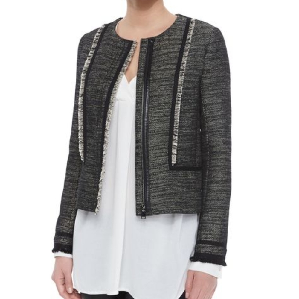 Vince Black Tweed Fringe Jacket